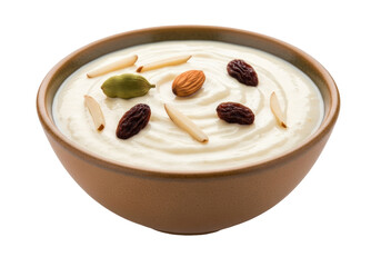 creamy yogurt bowl with almonds pistachios and dates