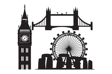 Iconic London and UK Landmarks Silhouettes Collection