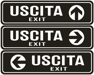 Signs indicating the exit in Italian and english 
