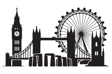 Iconic London and UK Landmarks Silhouettes Collection
