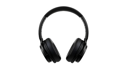 Modern black over-ear headphones isolated on white background for audio and music concepts