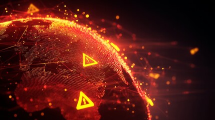 Cyber security alert global connectivity and digital warnings in technology environment