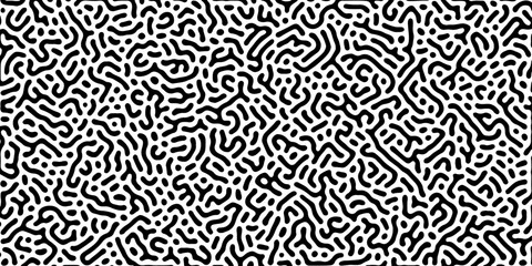 Fototapeta premium Abstract Turing organic wallpaper with background. Turing reaction diffusion monochrome seamless pattern with chaotic motion. Natural seamless line pattern. Home decoration background design.