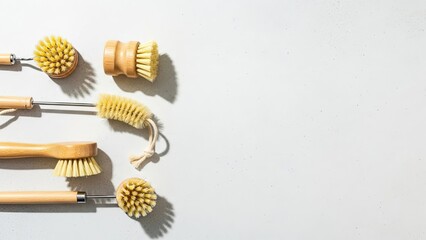 Natural Wooden Body Massage Brushes Set, Spa Dry Brushing Tools Collection White Background