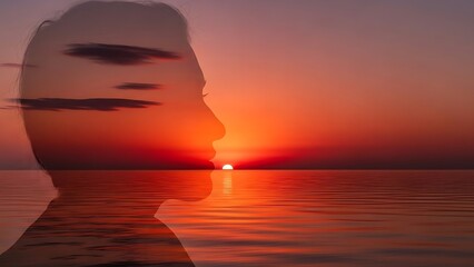 Silhouetted reflection at sunset