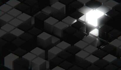 Block, pixel, grid, background wallpaper, 3D illustration