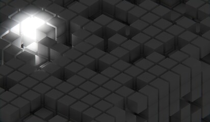 Block, pixel, grid, background wallpaper, 3D illustration