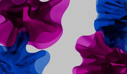 Crystal clear, vibrant colors, abstract background, swirling spirals, dark wavy lines, 3D illustration