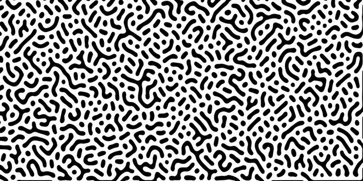 Abstract Turing organic wallpaper with background. Turing reaction diffusion monochrome seamless pattern with chaotic motion. Natural seamless line pattern. Home decoration background design.