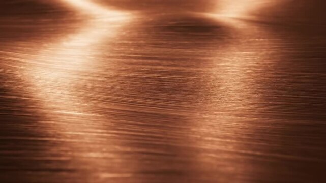 Abstract motion graphic background featuring subtle horizontal movement across a finely brushed copper-bronze surface digital background, subtle horizontal movement, bronze background