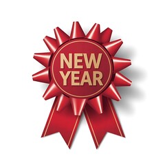 Red new year badge decoration element