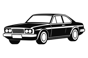 Obraz premium Geometric car silhouette, minimalist black vector on white for modern design