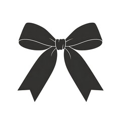 black ribbon bow isolated on transparent background