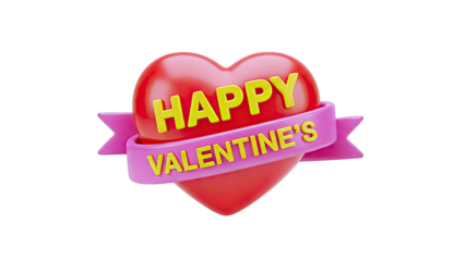 Happy Valentine's Day Heart with Ribbon