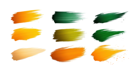 Vibrant Brush Strokes on Transparent Background