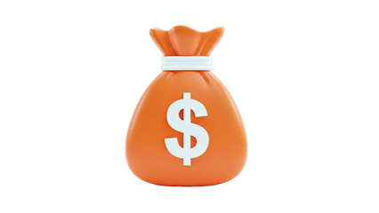 Orange Money Bag with Dollar Sign