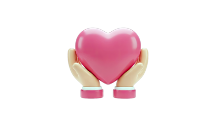 Pink Heart Held in Cartoon Hands