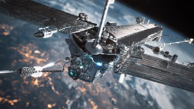 Closeup of a small satellite releasing from a trajectory drone capturing the precise detachment mechanism in motion.