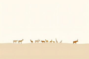 Deer Silhouette Line on Horizon