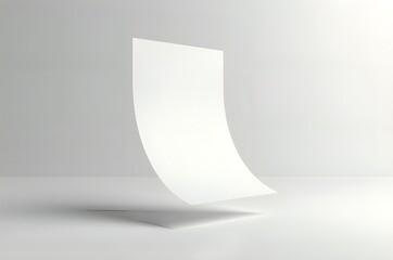Floating Paper Sheet on White Surface