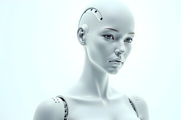 Female Robot Portrait: Futuristic Humanoid