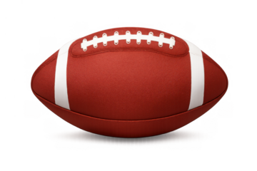 American football ball with white laces and stripes, isolated on transparent background, symbolizing sport and competition