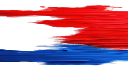 Red, White, Blue Brush Strokes on Transparent Background