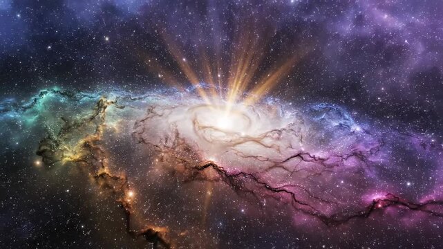 Abstract motion graphic featuring seamless cosmic dust and vibrant nebulosity flowing gently through deep space, simulating the heart of the galaxy seamless, Abstract, dust