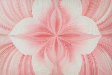 Delicate pink and white symmetrical floral pattern featuring radiating lines creating a beautiful calming visual