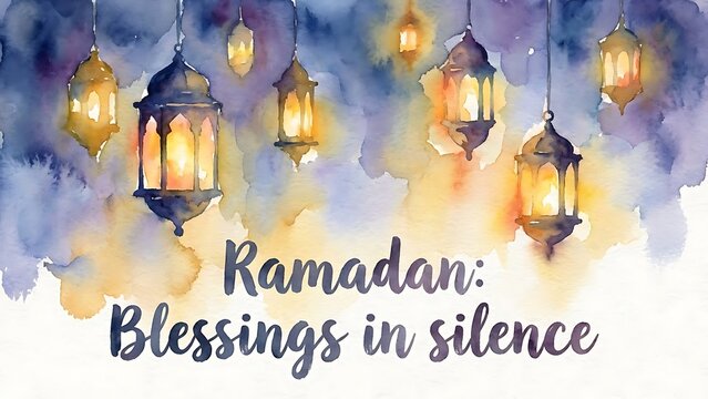 Ramadan lanterns softly glowing in serene silence with blessings