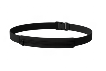 Black running belt with zipper pouch and buckle
