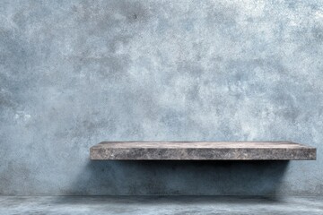 Concrete wall with floating shelf for product display abstract background design minimalist style