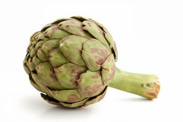 Fresh Artichoke on White Background with Detailed Texture