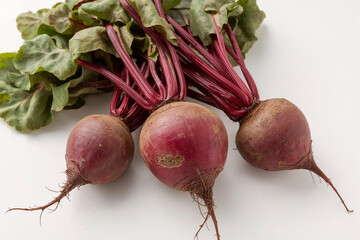 Fresh Beetroot on White Background with Natural Texture