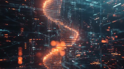 Scientific data processing visualizes DNA strand in a futuristic digital environment, scientific data processing over scope with dna strand - Powered by Adobe