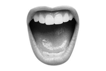 Contemporary art collage featuring screaming mouths. Communication concept, public opinion, public speaking, society, media. Message. Social media announcing 