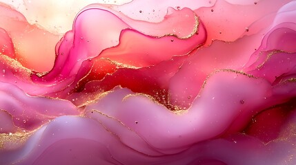 Dynamic blend of pink and rose gold liquid creating a luxurious shimmering textured surface flow