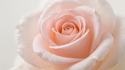 A close-up of a pink rose with dewdrops on its petals.
