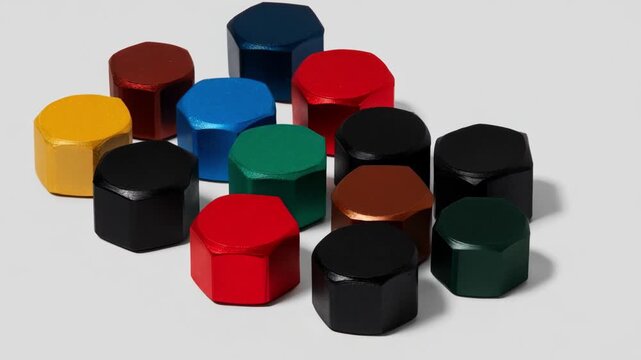Medium shot of anodized fastener caps highlighting sleek corrosionresistant surfaces ideal for industrial applications
