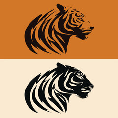 Fototapeta premium Isolated on Tiger head logos with flowing stripe patterns and bold side profiles on vector illustration