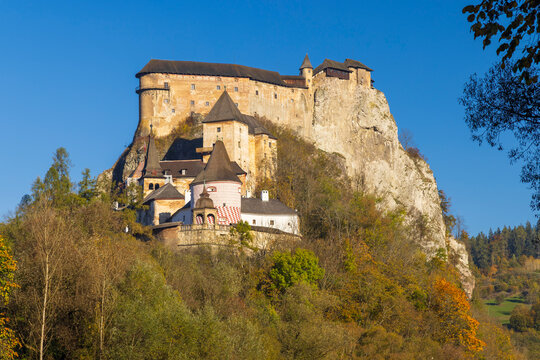 Orava Castle in Slovakia standing on a clifftop