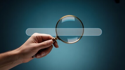 Magnifying Glass Centered Over an Empty Search Bar Icon, Symbolizing Digital Discovery, SEO Analysis and Online Navigation Strategies