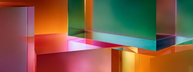 Vivid Translucent Shapes with Soft Light and Colorful Palette in Abstract Design