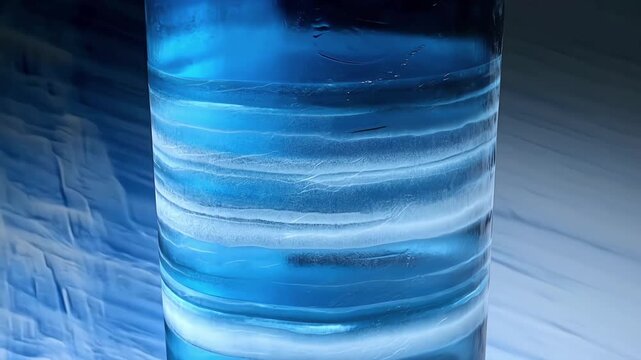 Climate History Revealed: Scientific Visualization of Ice Core Sample Layers Containing Ancient Atmospheric Data & Gas Bubbles