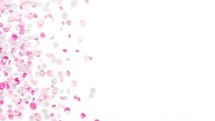 Valentine's day celebration background with pink and white confetti