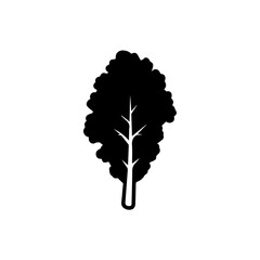 Silhouette of a tree isolated on transparent background, Vector