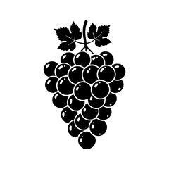 Black and white grape cluster isolated on transparent background, Vector