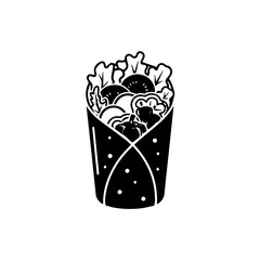 Black and white popcorn bucket isolated on transparent background, Vector