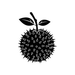 Spiky fruit with leaves isolated on transparent background, Vector