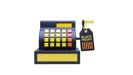 3D Black Friday Cash Register with Tag